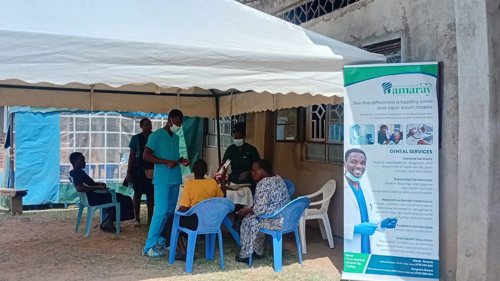 Amaray dental team with community members during outreach and education drive